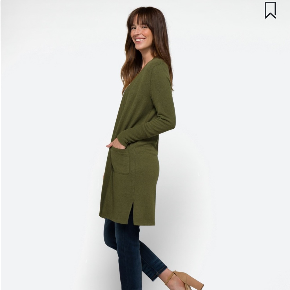 Market & Spruce HadleyBrushed Knit Cardigan - Olive